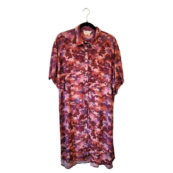 Anthropologie Women's Pink & Purple Abstract Breezy Tunic Size L - Picture 2 of 8